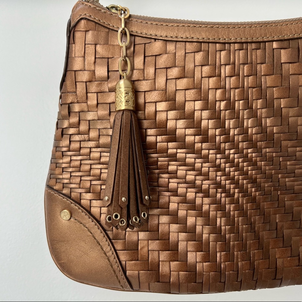 Cole Haan Genevieve Shoulder Bag in Metallic Bronze Leather and Gold